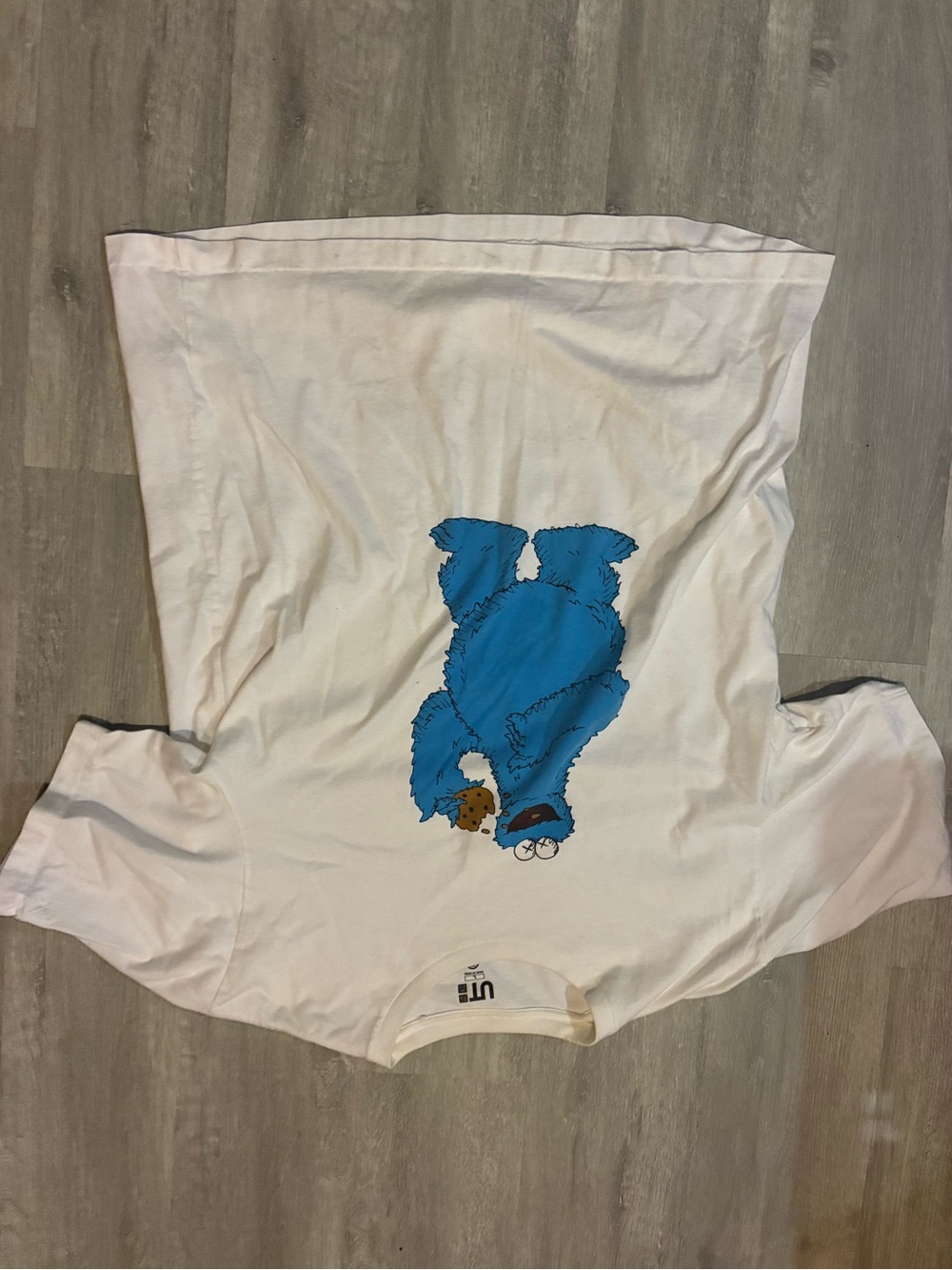 White Tee with Blue Cookie Monster Graphic